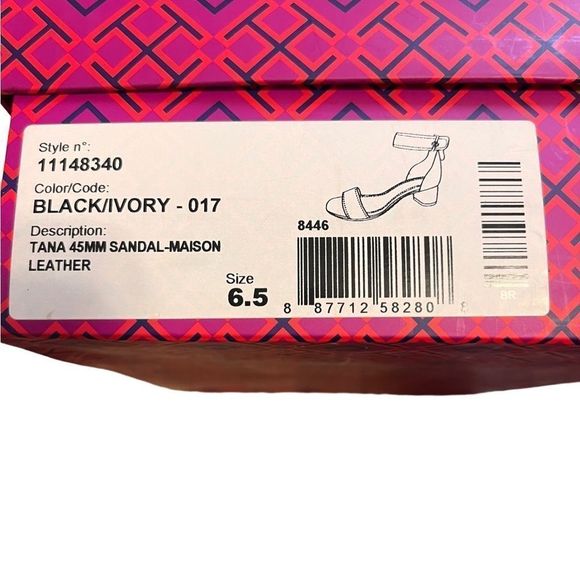 Tory Burch Tana Heel Sandal- Maison Black and Ivory Heel with Zip Back 45mm - Picture 8 of 8